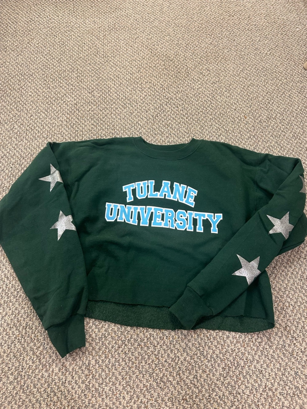 Hanes Green Tulane University Sweatshirt with Light Blue and White Lettering